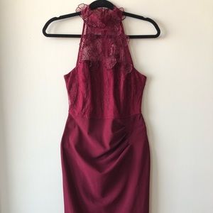 Burgundy cocktail midi-dress